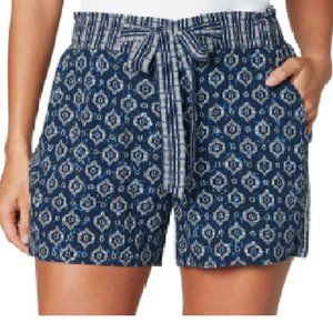 Liverpool Navy Print Paperbag Shorts 14 NEW